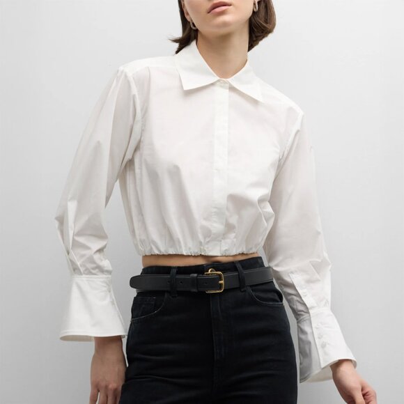 Simkhai Tops - SOLD!! SIMKHAI Blythe White Cotton Poplin Button Front Crop Shirt Size S